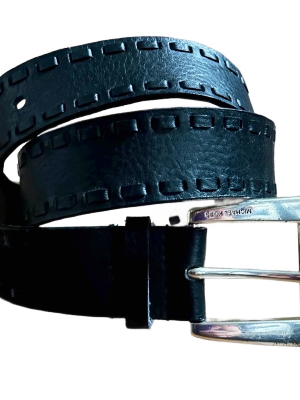 Michael Kors ~ Men’s Large ~ Leather ~ Black W/ Silver Buckle ~ Belt